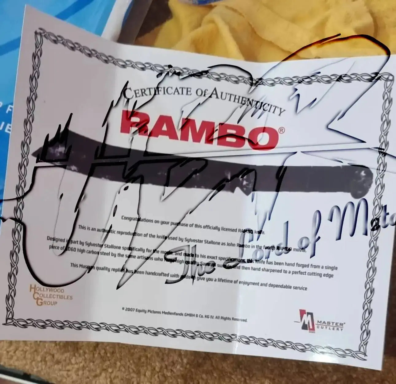 RAMBO 4 KNIFE SIGNATURE EDITION / Rambo Knives Masterpiece Collection / HCG IV Sylvester Stallone Signature / and BOX / CERTIFICATE EDITION / RABMO 4 MACHETE KNIFE Unique Blades Runner