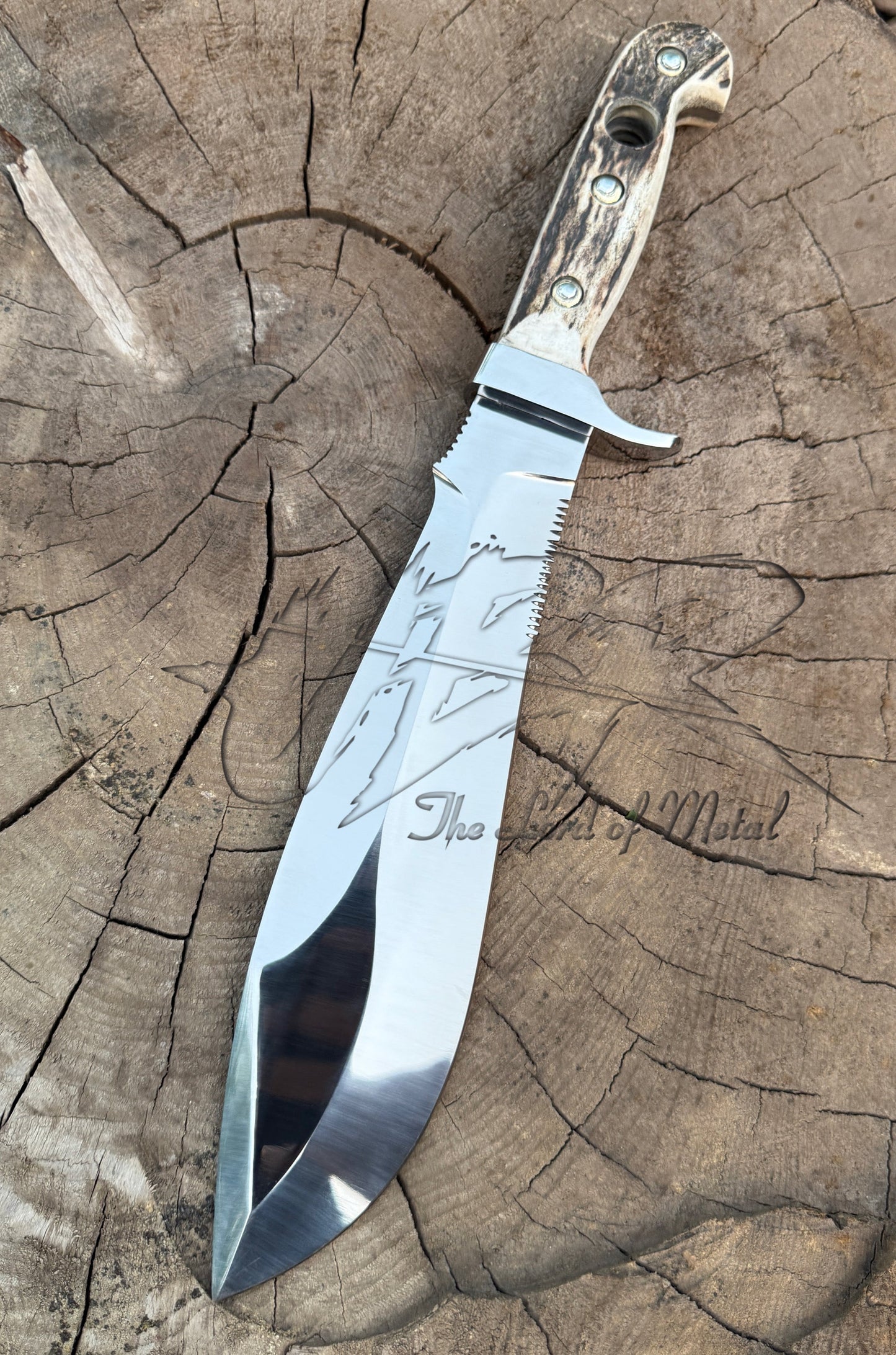 Custom Handmade Bowie Knife | Stag Handle Survival Mirror Polish Bowie Knife Unique Blades Runner