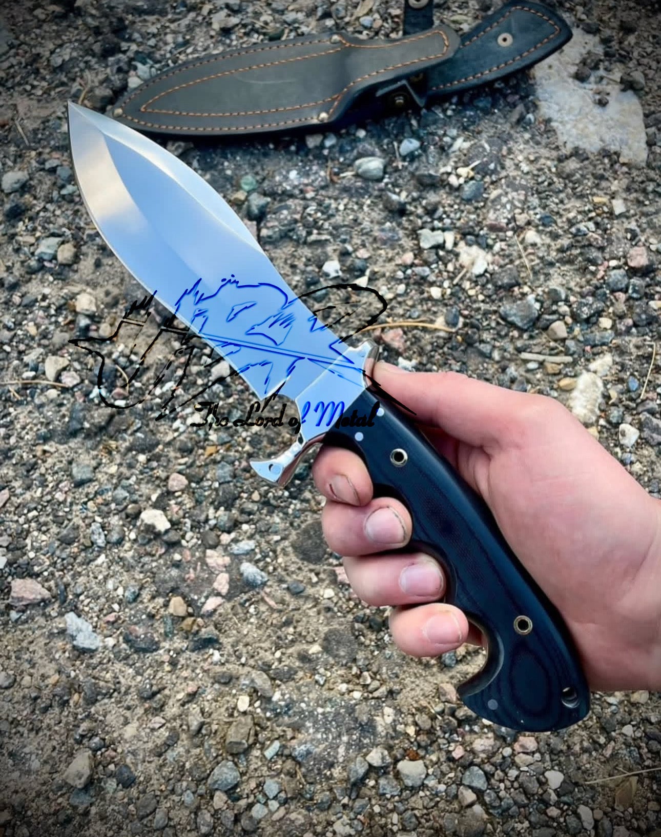 Mirror Polish Handmade Bowie Knife with Finger Grooved Handle and Sheath Unique Blades Runner