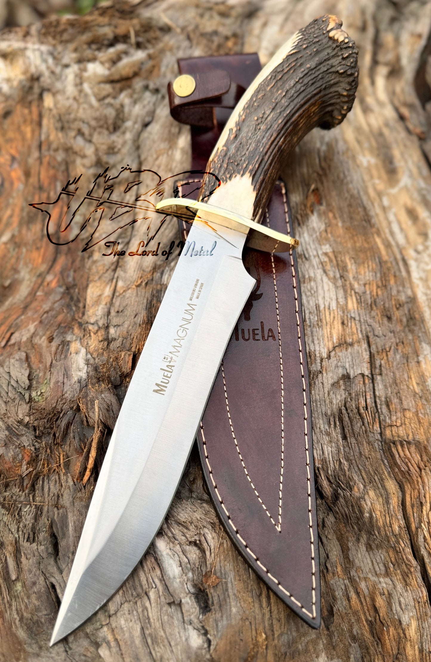 Muela Magnum Bowie Knife – Stag Antler Handle with Leather Sheath Unique Blades Runner
