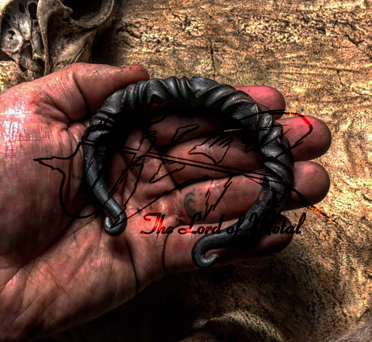 Viking Oath Ring Bracelet for Men – Hand Forged High Carbon Steel Bangle Unique Blades Runner