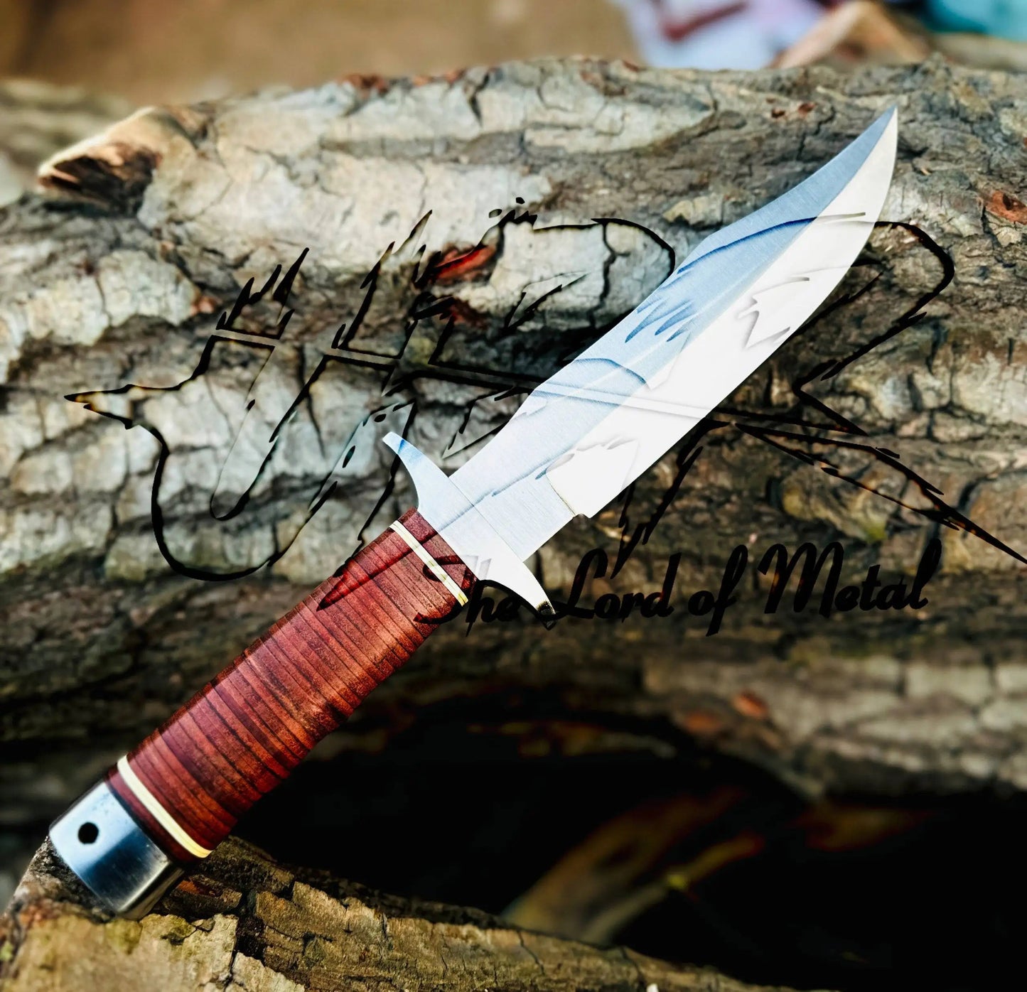 Handmade SOG Bowie Knife – D2 Tool Steel, Stacked Leather Handle Unique Blades Runner