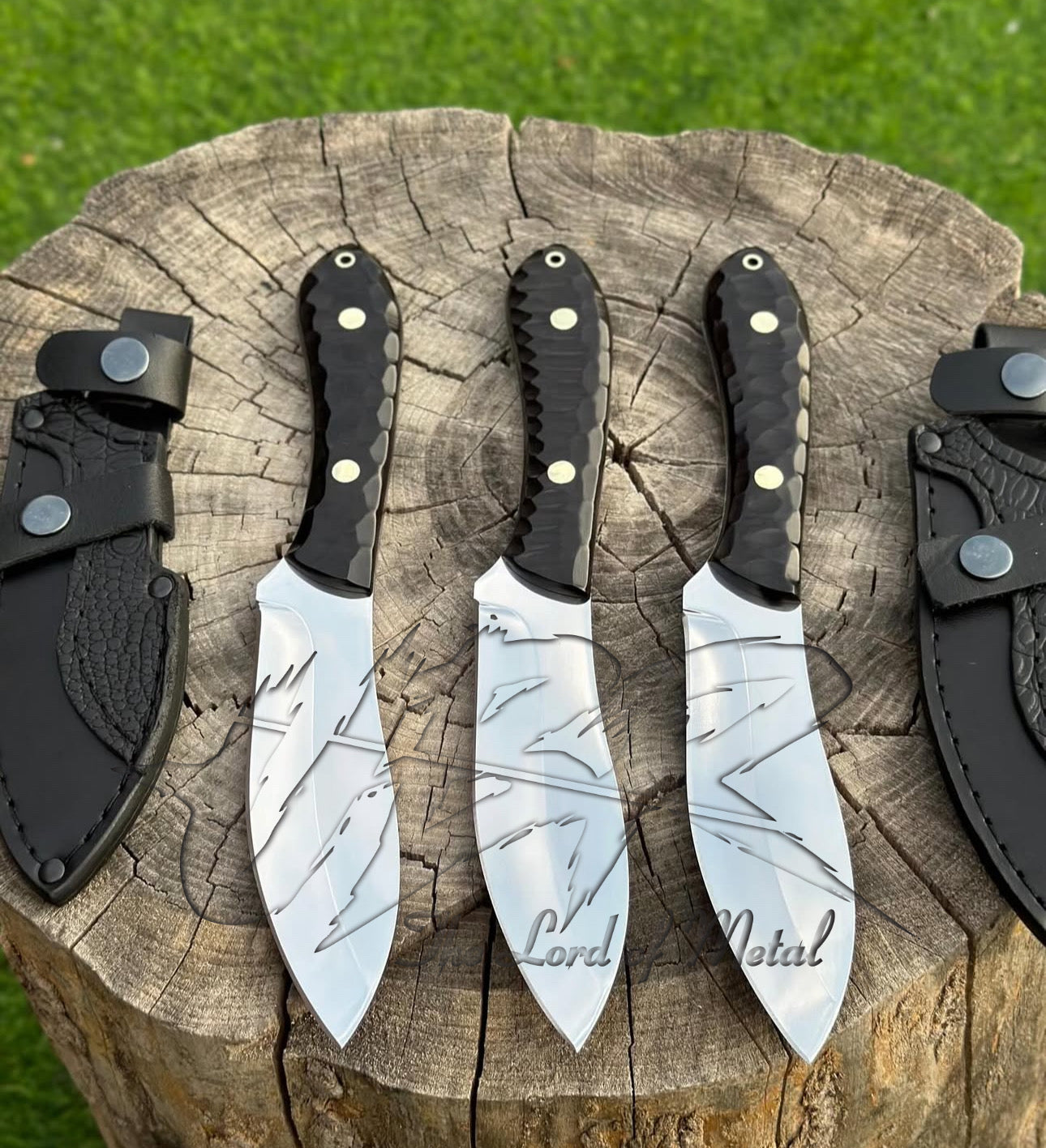 Hunting Knife Set of 3 Full Tang | Custom Outdoor Knives with Sheaths Unique Blades Runner