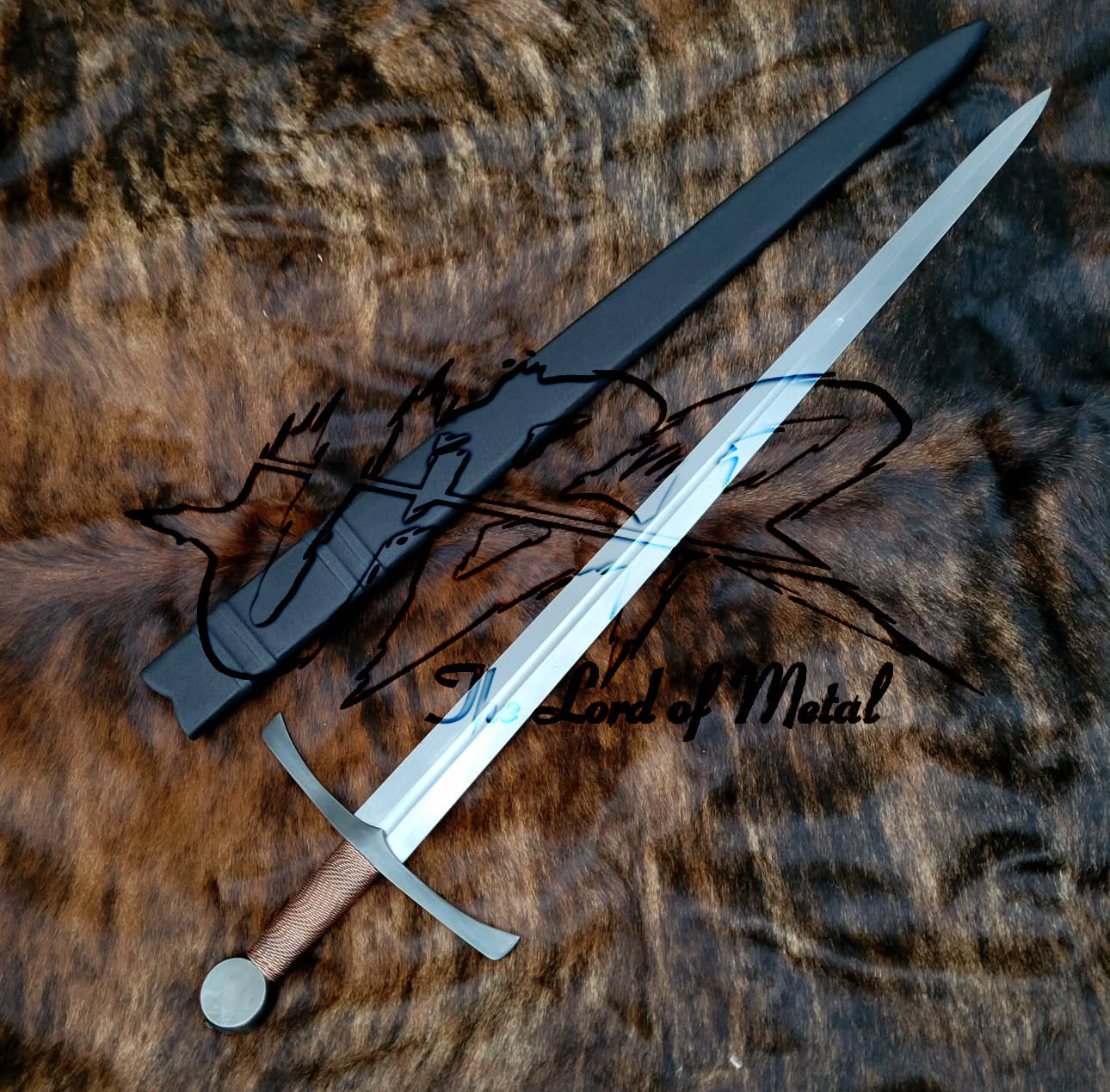 Medieval Arming Type XII Sword with Wheel Pommel and Leather Grip Unique Blades Runner