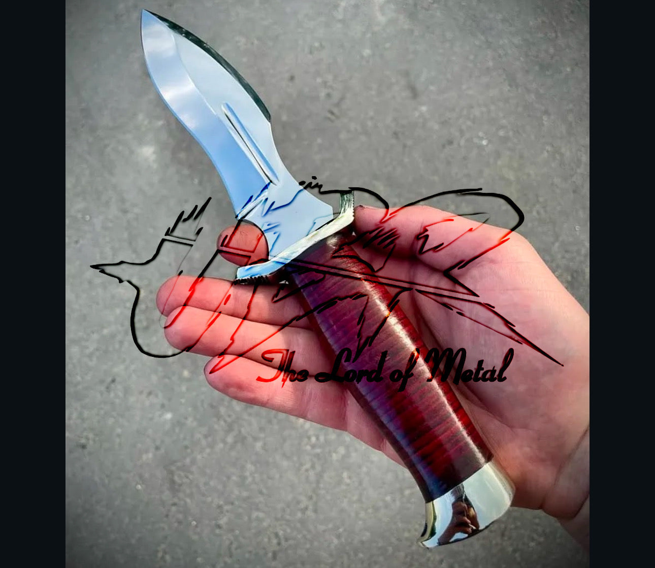 Mirror Polished Bowie Knife - Stainless Steel & Stacked Leather Handle Unique Blades Runner