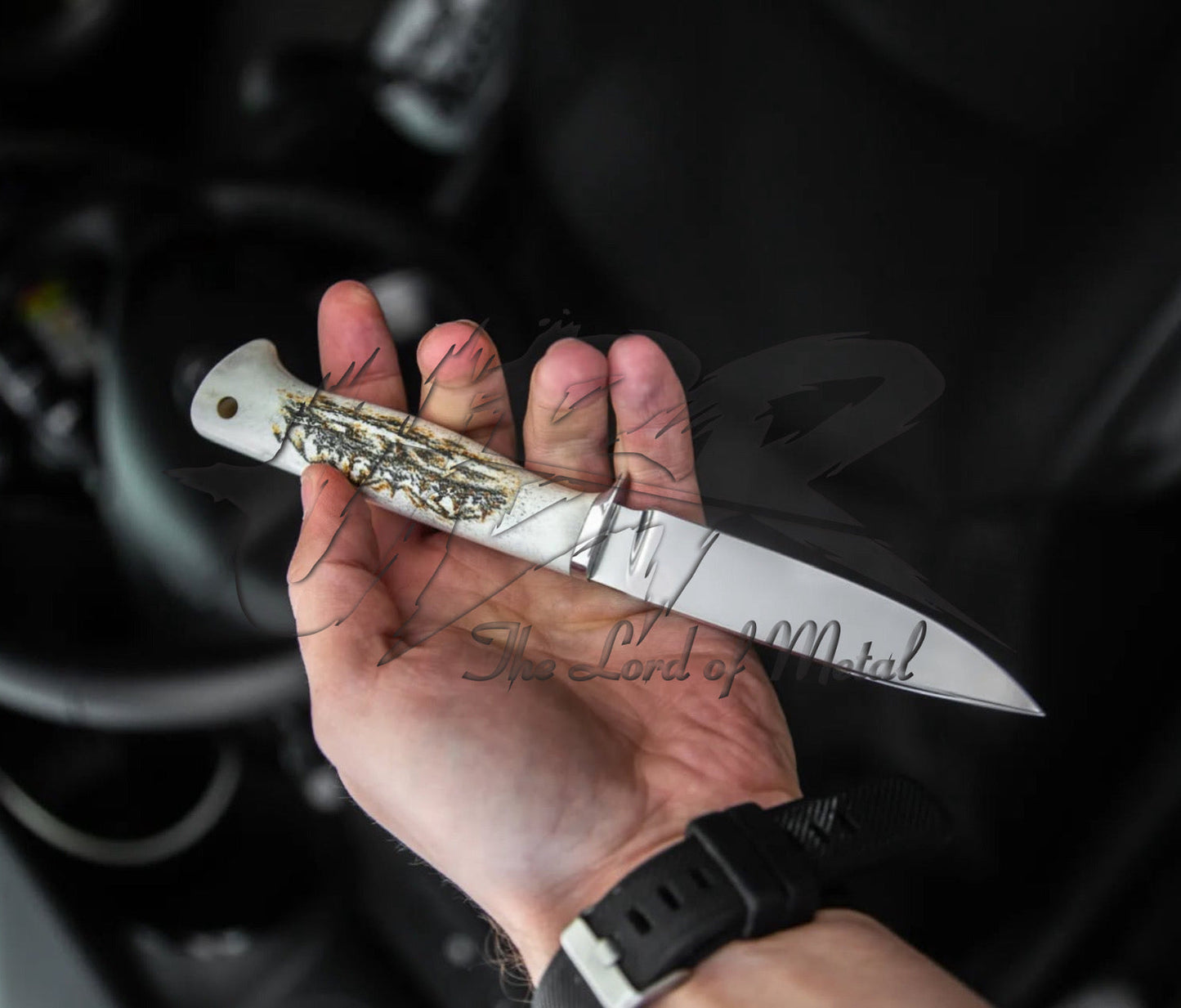 Handmade Stag Handle Hunting Knife | Mirror Polish Blade | UBR Bone Grip Knife Unique Blades Runner