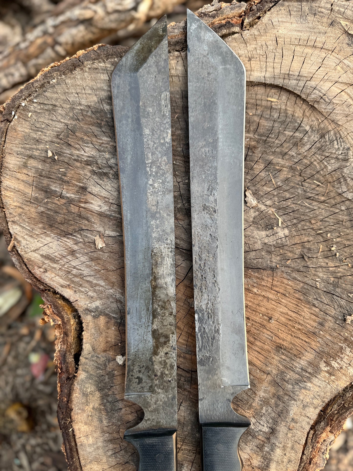 Pair of Tactical Machetes with Angled Tips and Full Tang Handles Unique Blades Runner