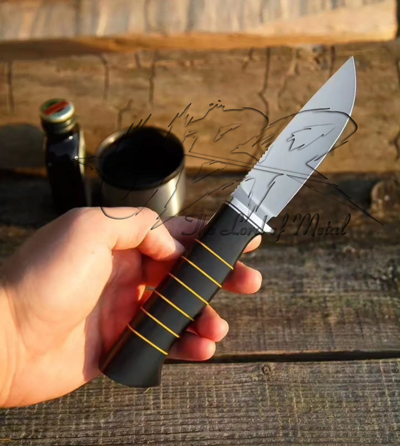 Classic Hunting Knife – Handmade Polished Blade | Black & Brass Handle | UBR Outdoor Collectible Knife Unique Blades Runner