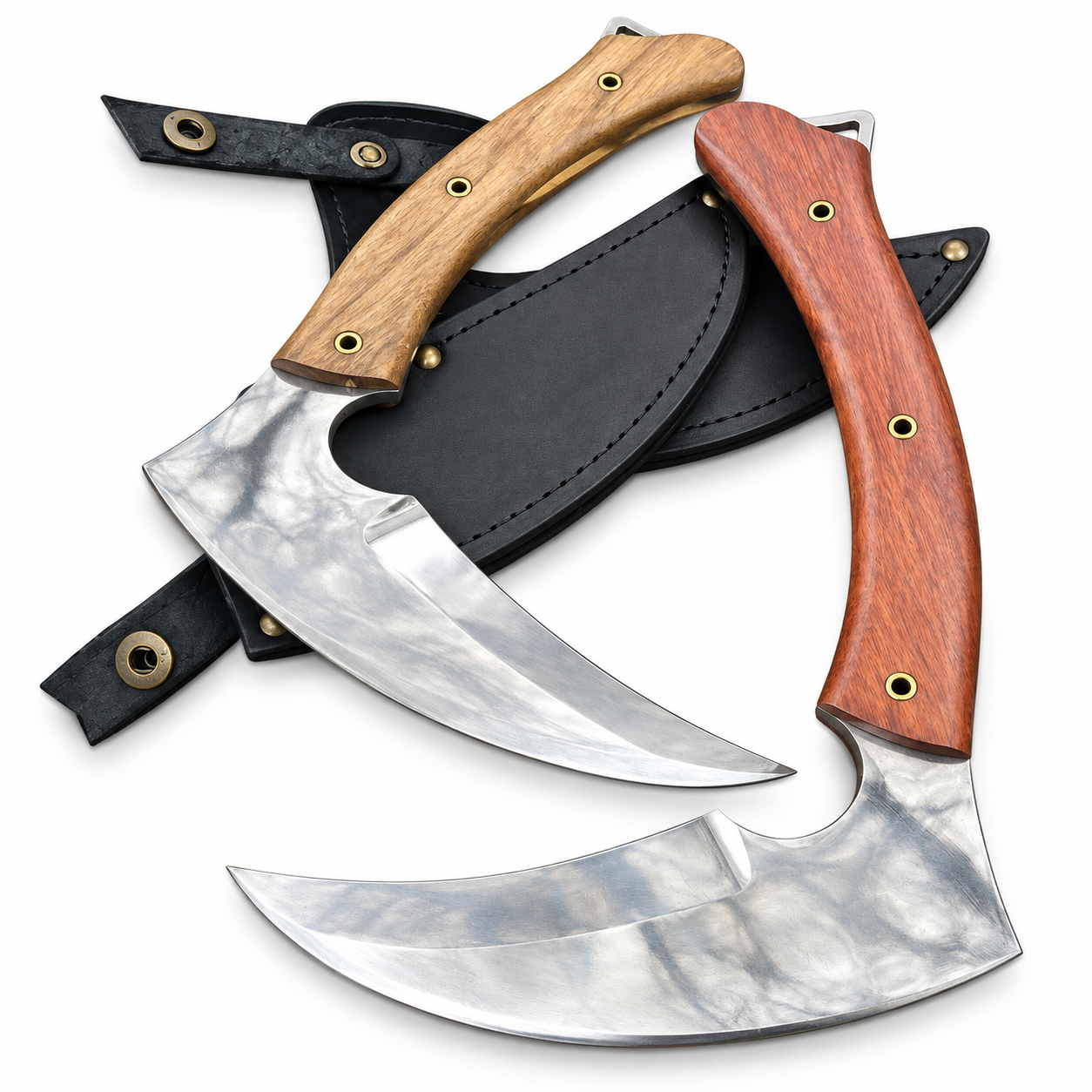 Hand Forged Sickle Knife with Wood Handle & Leather Sheath Unique Blades Runner