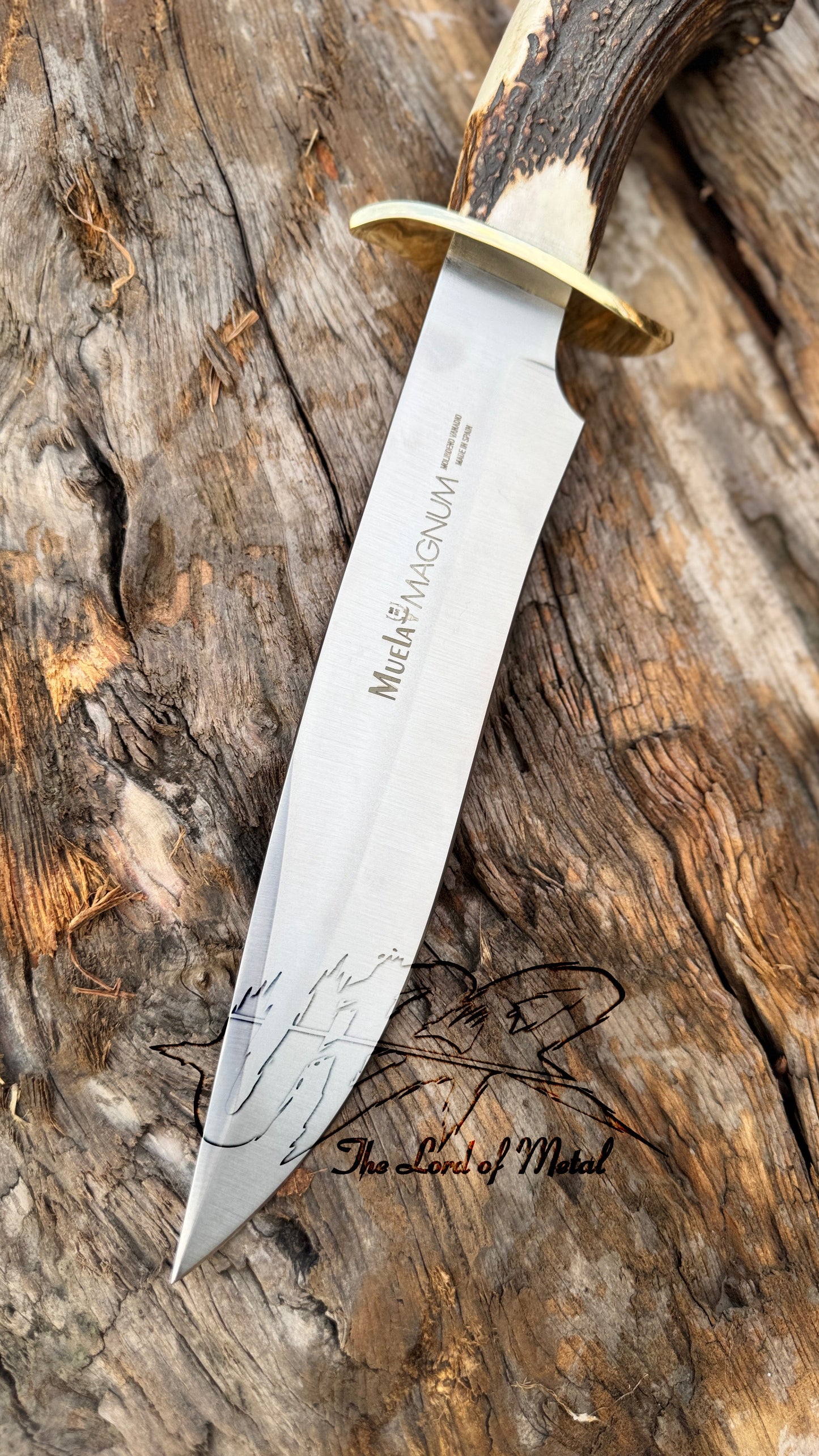 Muela Magnum Bowie Knife – Stag Antler Handle with Leather Sheath Unique Blades Runner