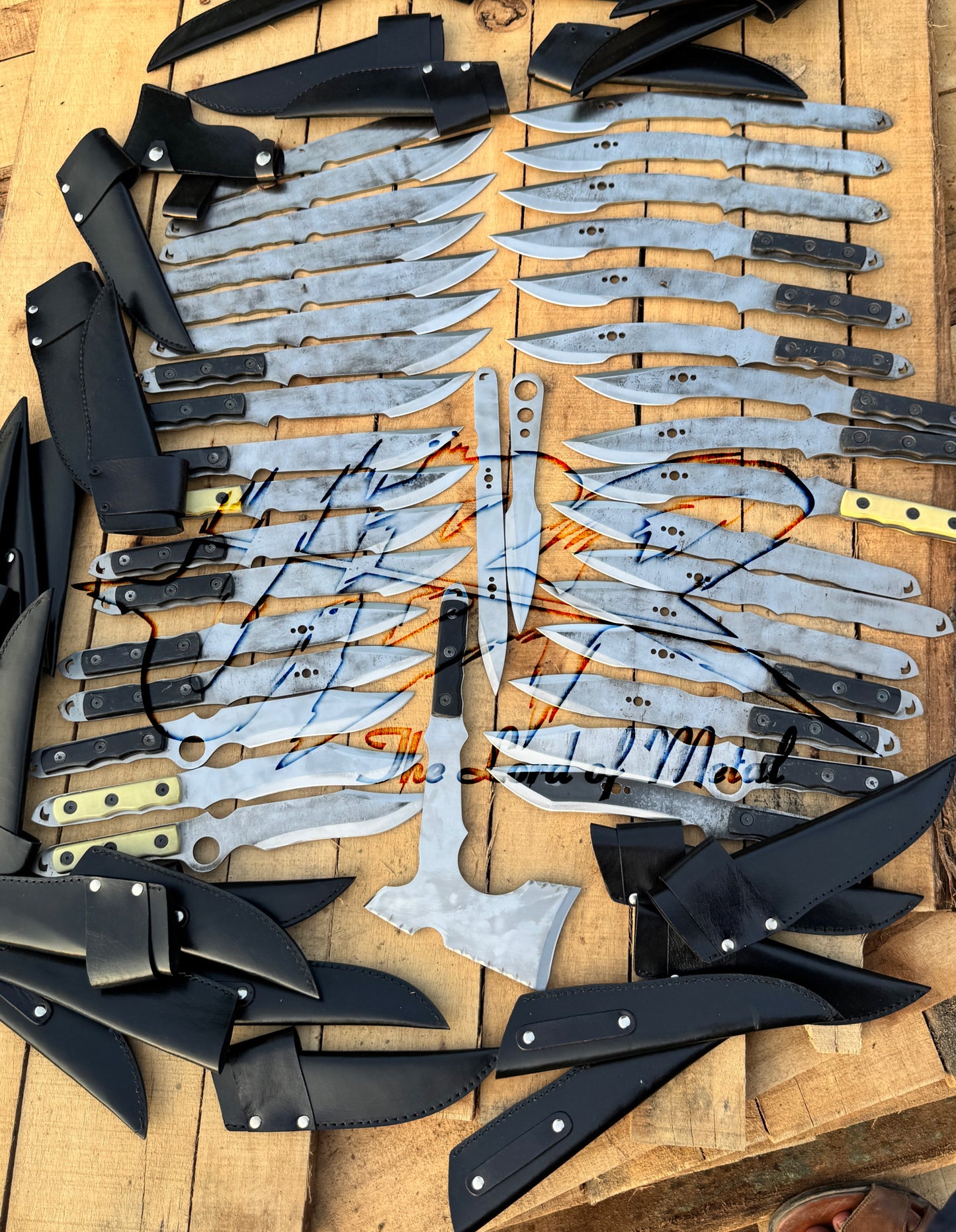 Bulk Handmade Best Throwing Knives Set with Leather Sheaths / 35 Blade Assortment