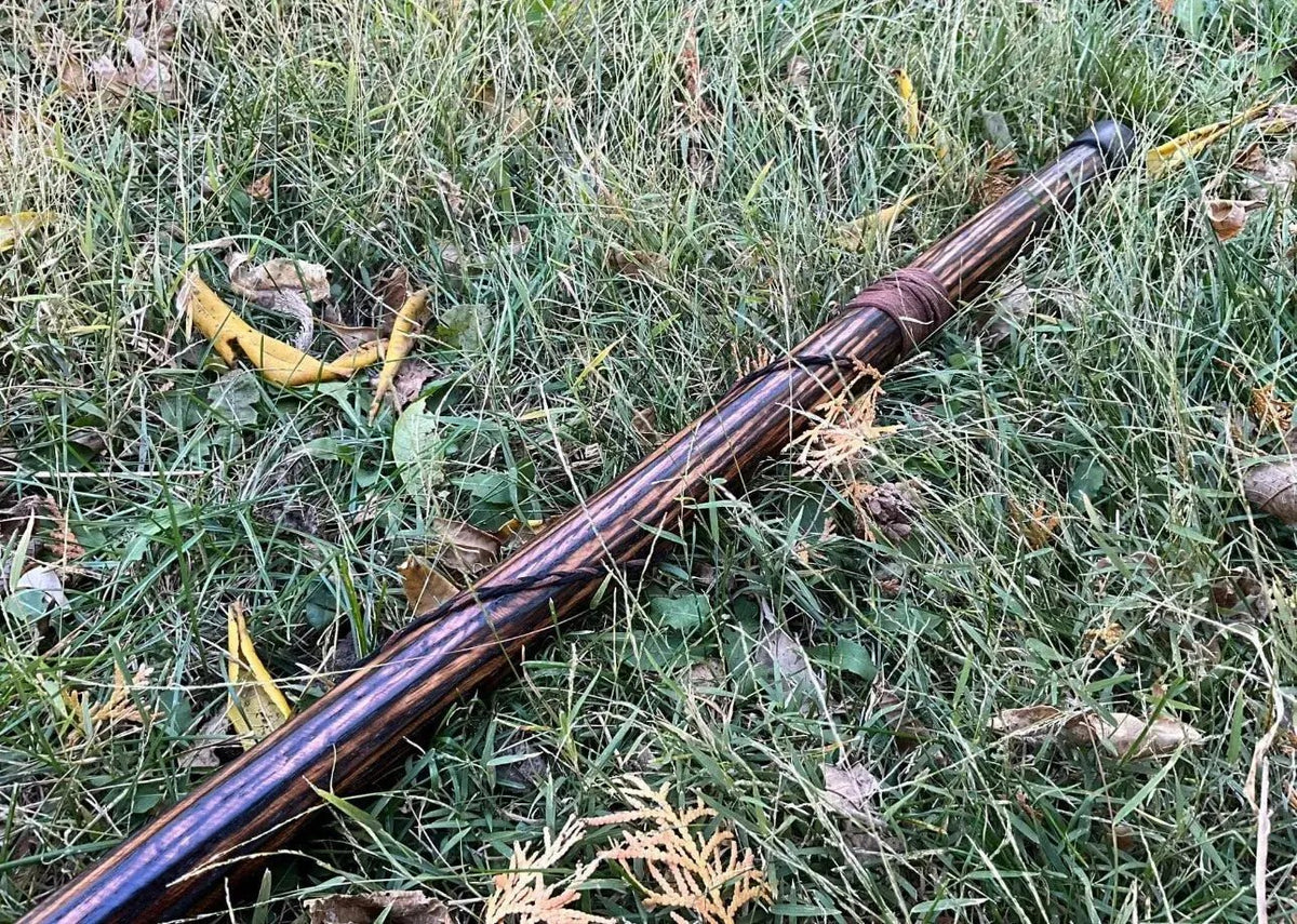 62" Solid Oak Walking Stick Handmade Bear Berserker Quarterstaff - Hand-Painted - Unique Blades Runner