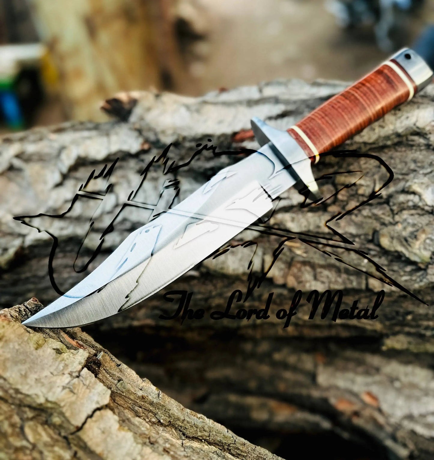 Handmade SOG Bowie Knife – D2 Tool Steel, Stacked Leather Handle Unique Blades Runner