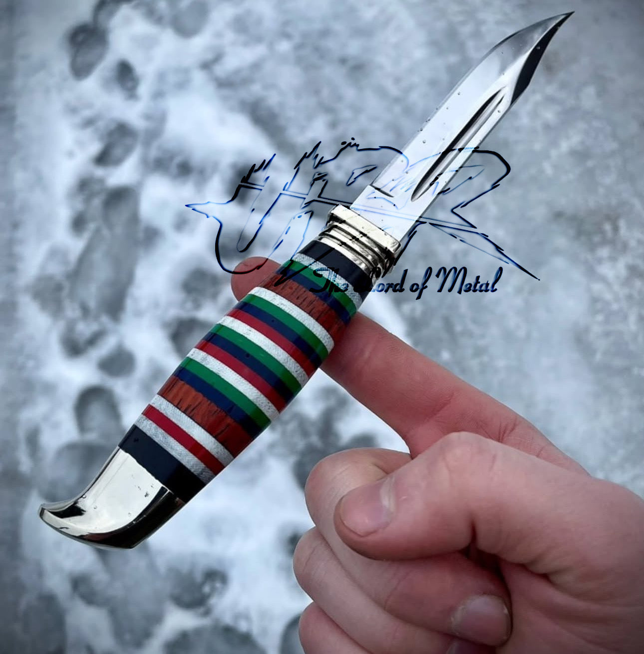 Randall Style Best Hunting Knife with Multi-Colored Micarta Handle Unique Blades Runner