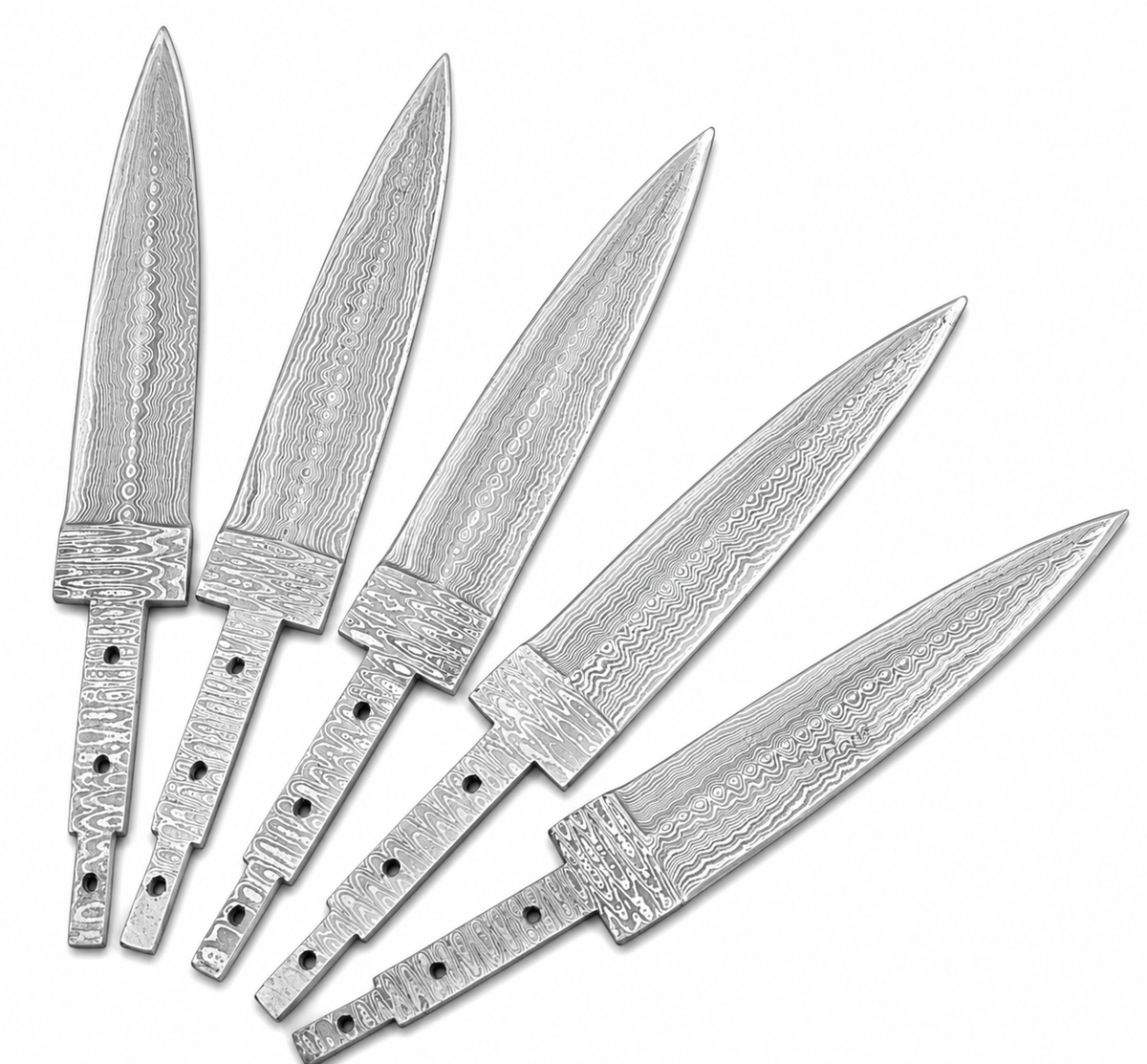 5-Piece Damascus Hunting Knife Blanks - Spear Point Unique Blades Runner
