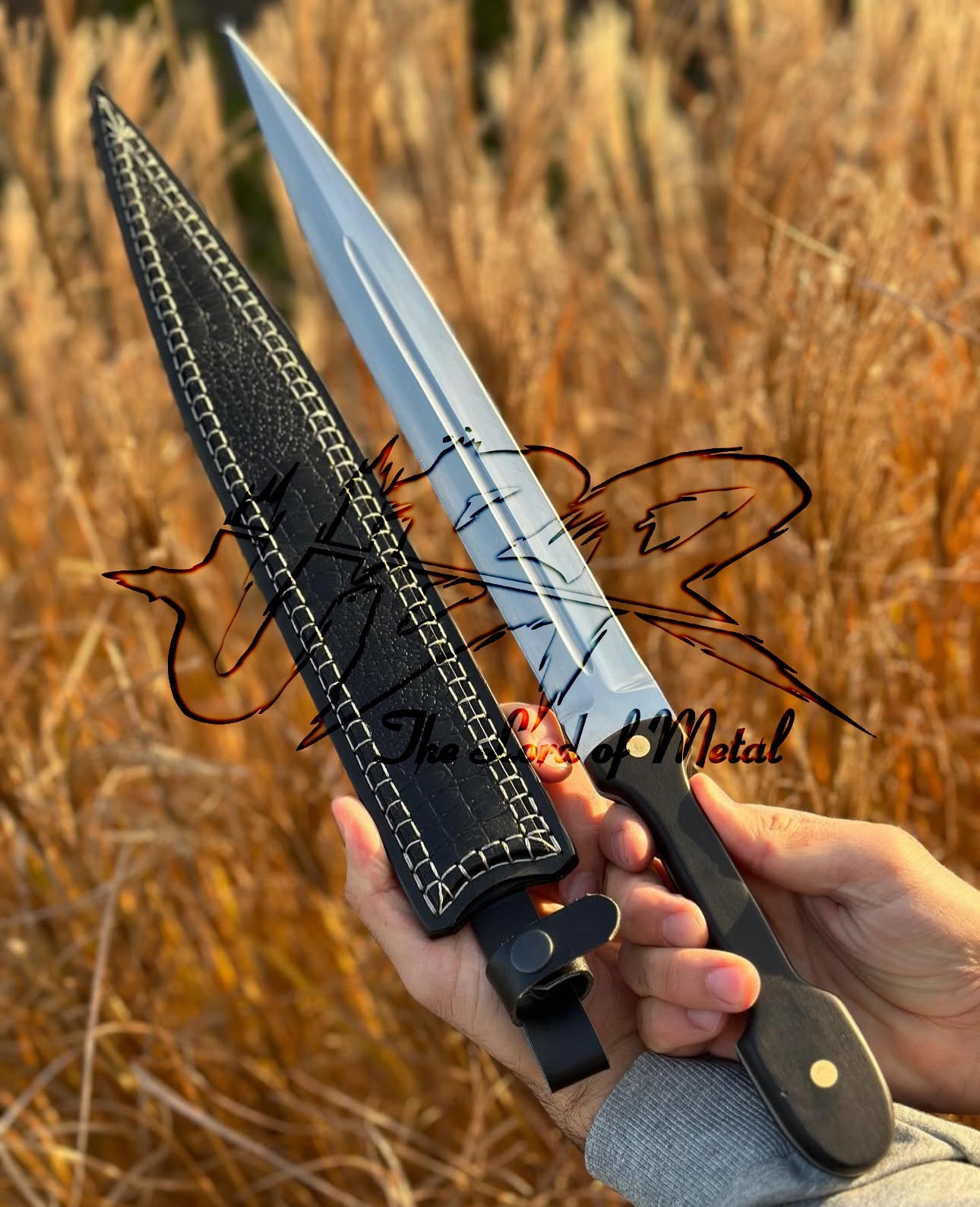Spear Point Dagger Knife | Long Tactical Blade with Sheath | Outdoor Survival Knife Unique Blades Runner