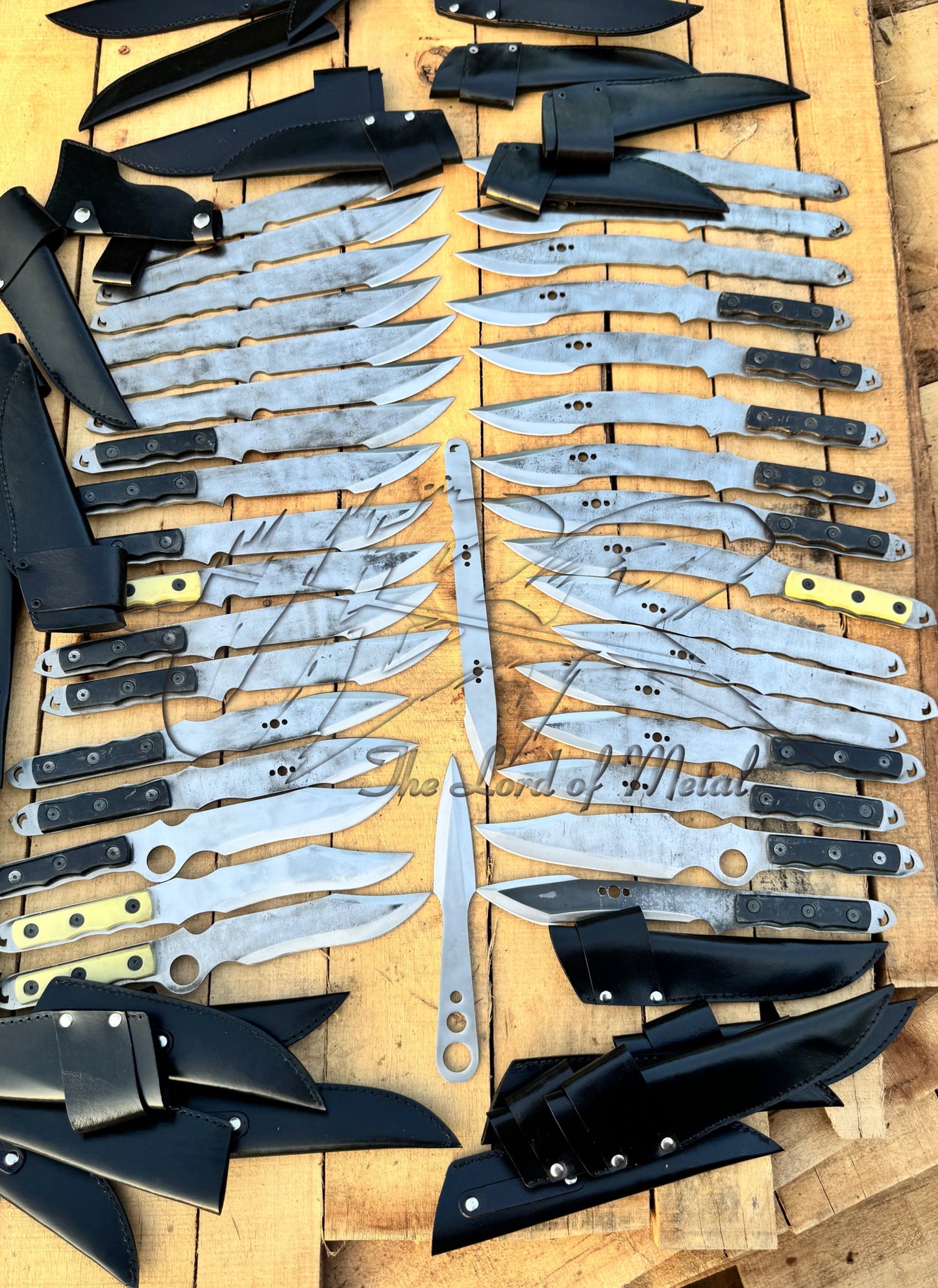 Bulk Handmade Best Throwing Knives Set with Leather Sheaths / 35 Blade Assortment Unique Blades Runner