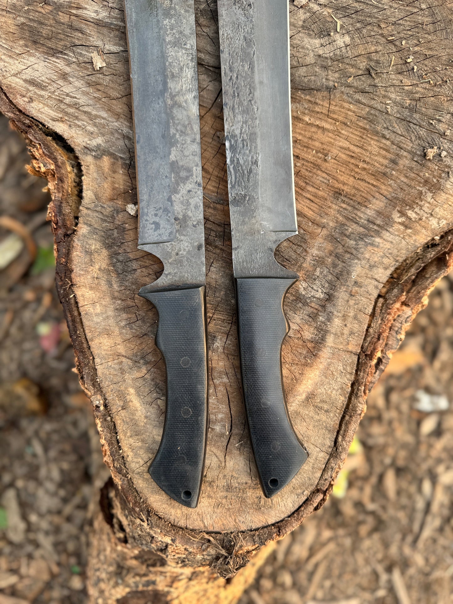 Pair of Tactical Machetes with Angled Tips and Full Tang Handles Unique Blades Runner