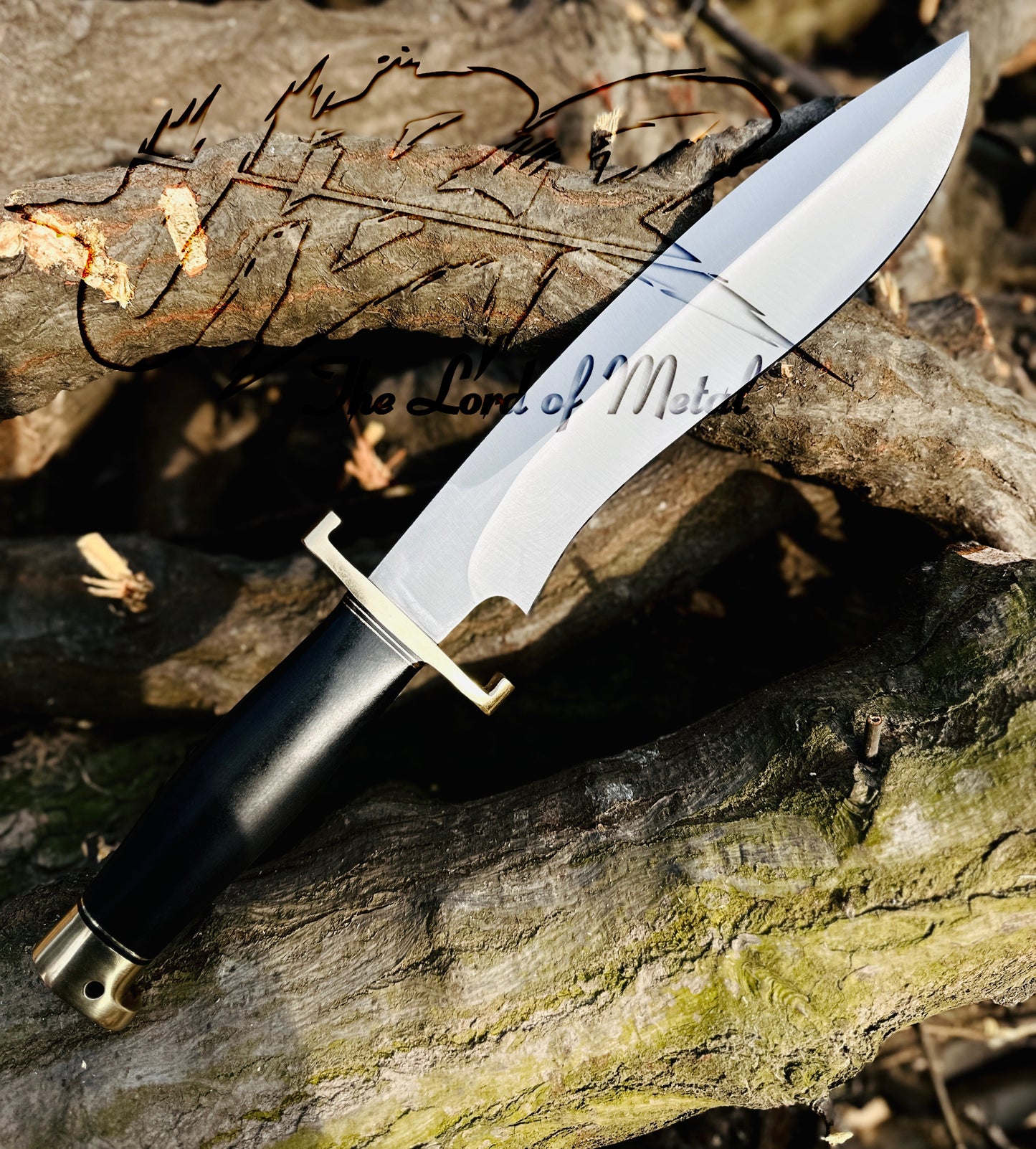 Sasquatch bowie Knife - Handmade D2 Tool Steel Hunting Bowie Knife with Leather Sheath Unique Blades Runner