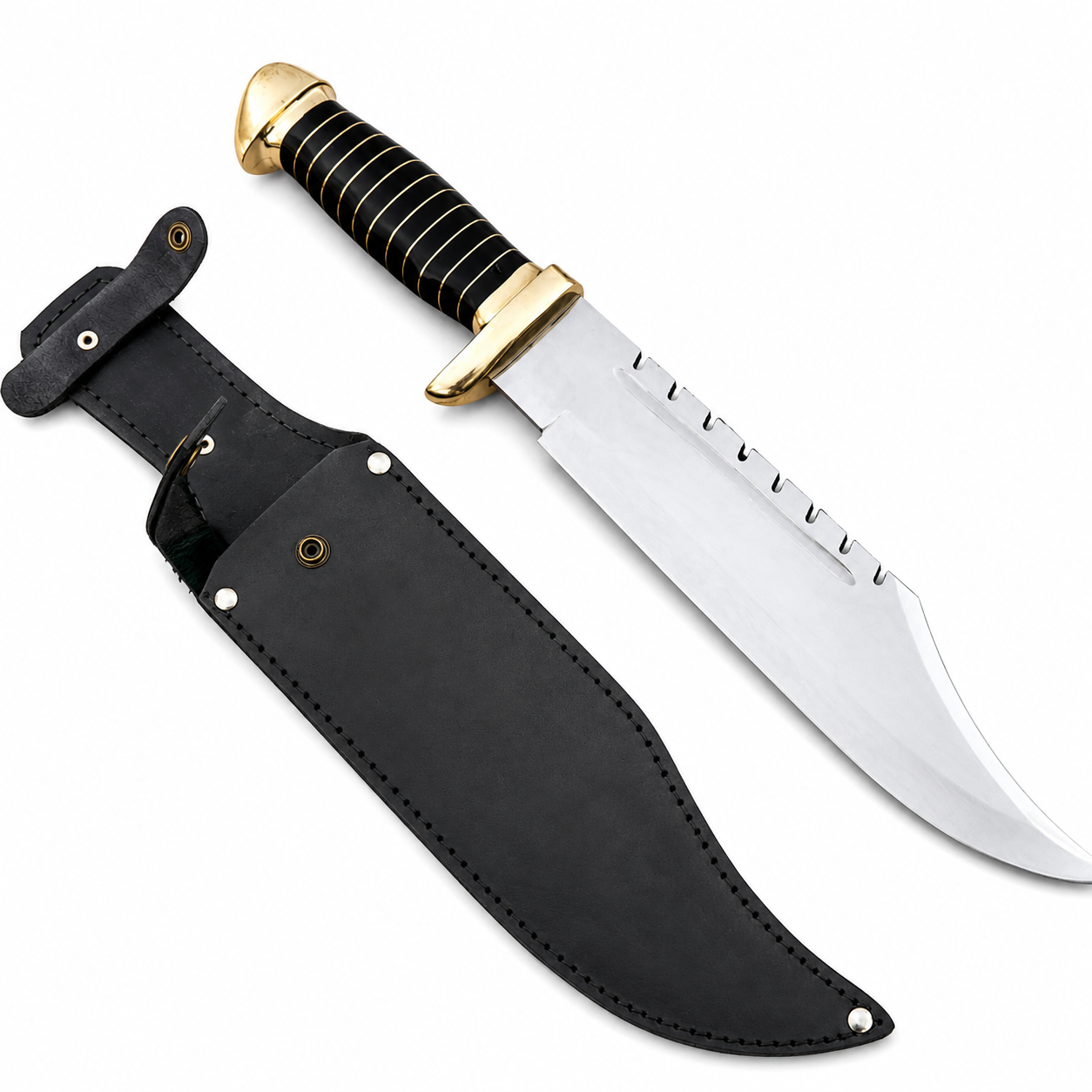 Brass Guard Bowie Knife - Handmade Large Fixed Blade Unique Blades Runner