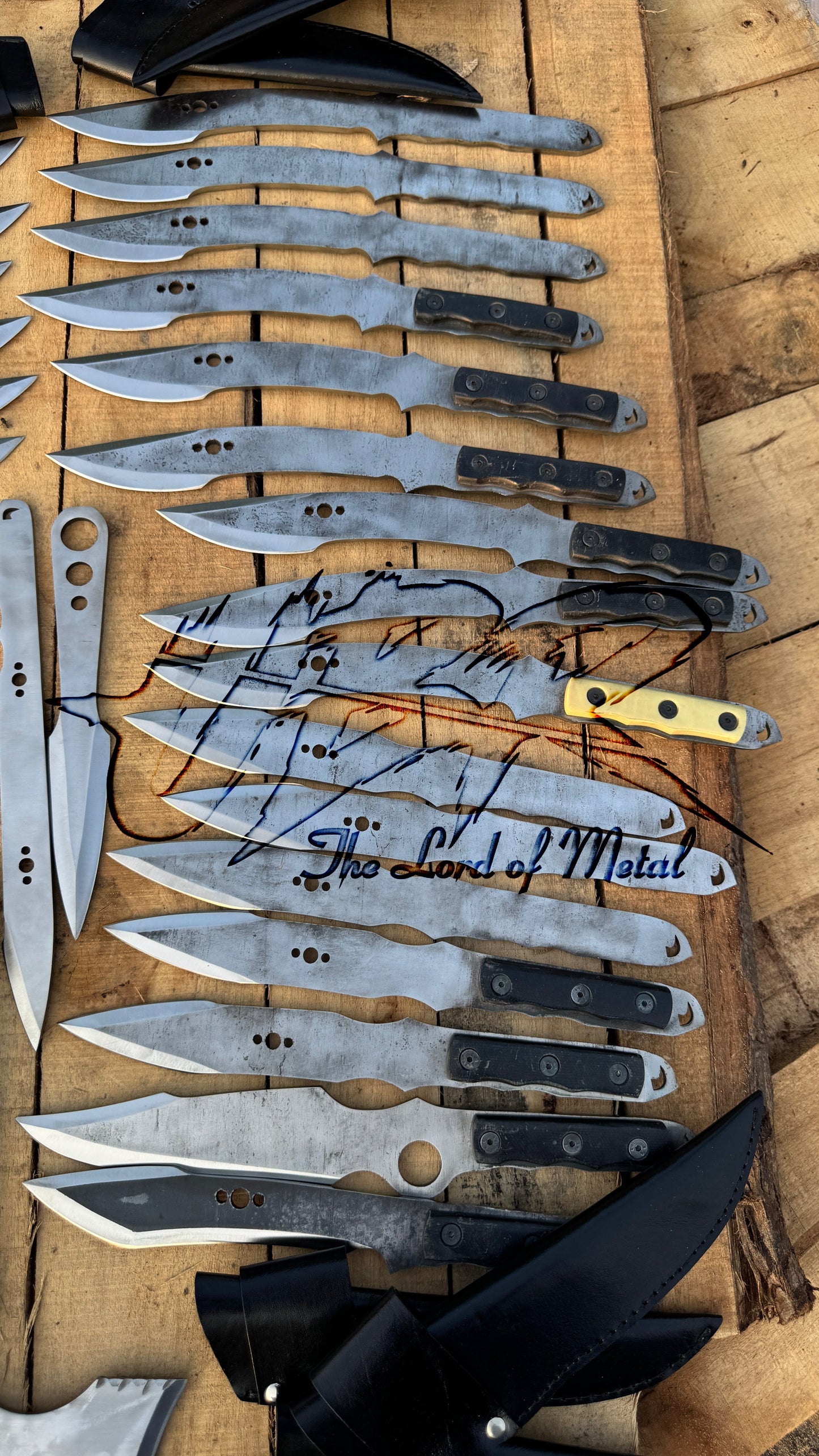 Bulk Handmade Best Throwing Knives Set with Leather Sheaths / 35 Blade Assortment Unique Blades Runner