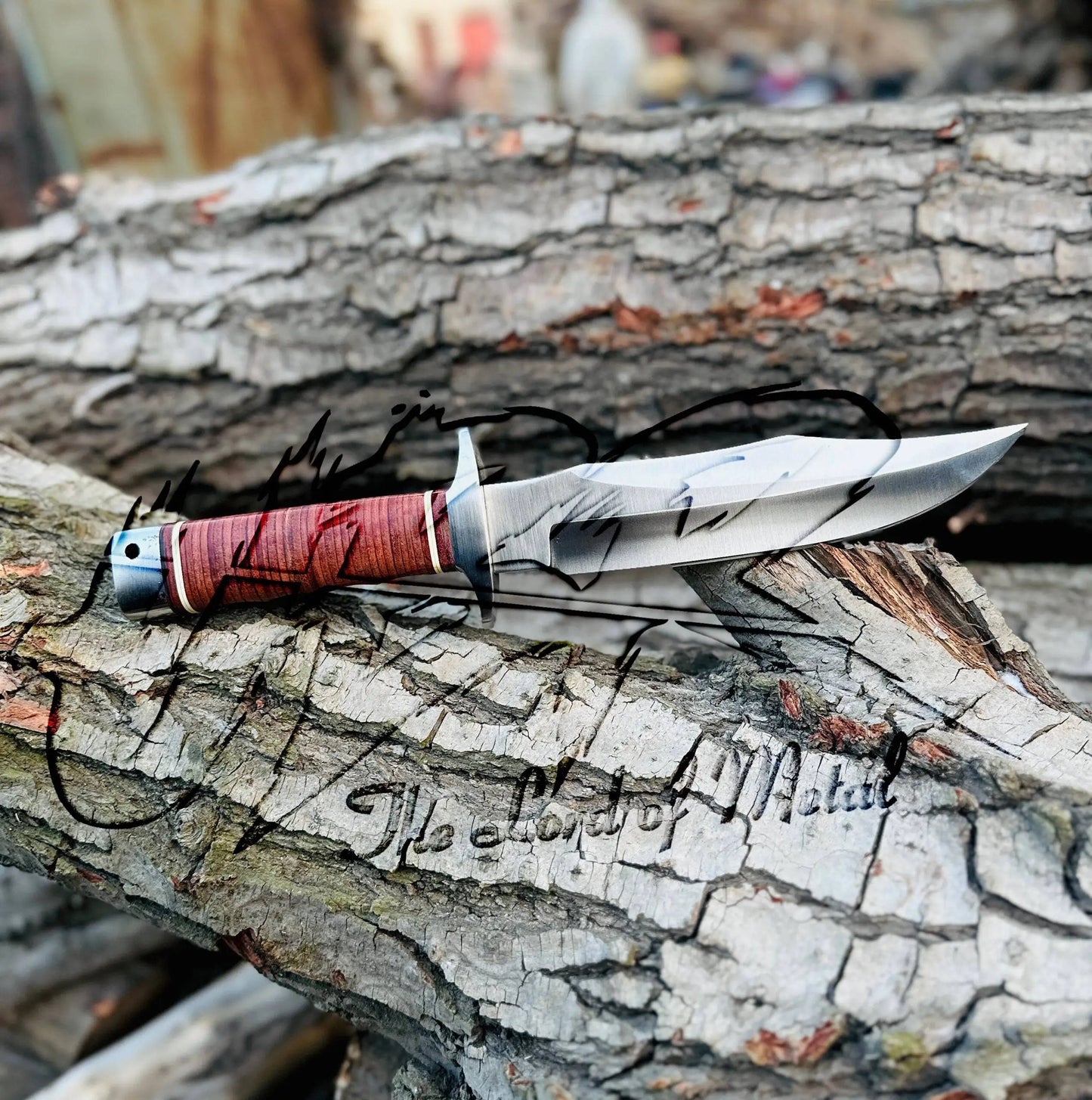 Handmade SOG Bowie Knife – D2 Tool Steel, Stacked Leather Handle Unique Blades Runner