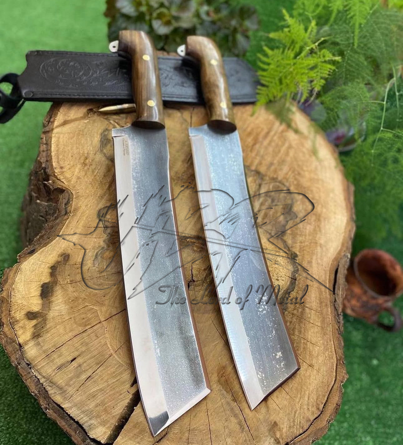 Handmade High Carbon Steel Chopper Machete Set with Wood Handle & Sheath Unique Blades Runner
