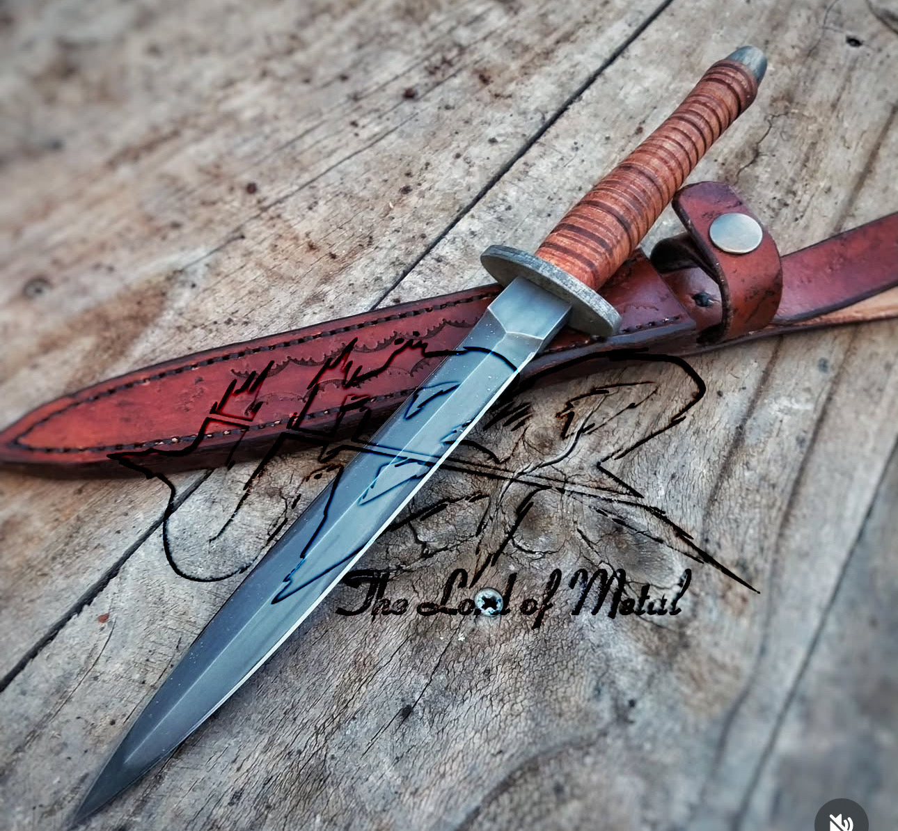 Custom Handmade Fairbairn Sykes Knife With Leather Sheath