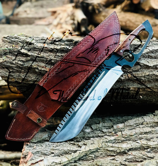 Custom High Carbon Steel Bowie Knife – Handmade Hunting Knife with Sheath