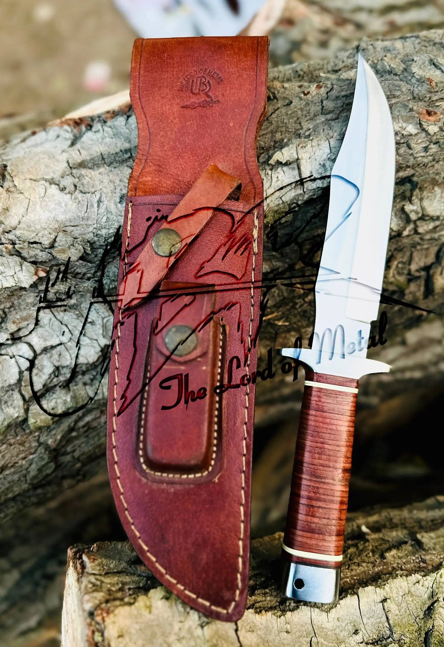 Handmade SOG Bowie Knife – D2 Tool Steel, Stacked Leather Handle Unique Blades Runner