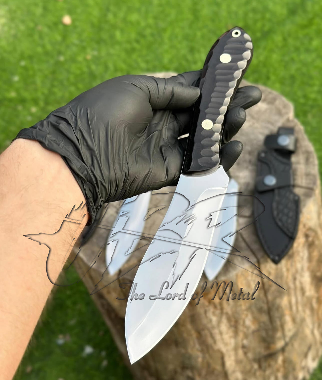 Handmade Tactical Knife Mirror Polish Blade with Grip | UBR Leather Sheath