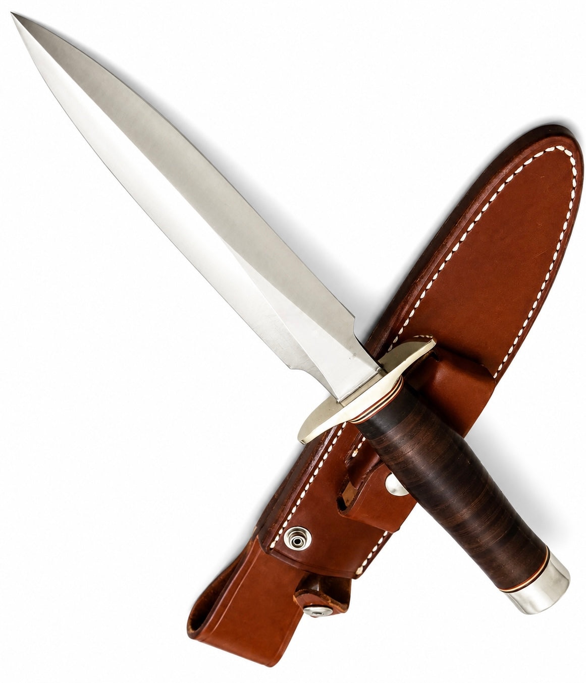 Randall Stiletto Knife – Handmade Fixed Blade with Leather Sheath Unique Blades Runner
