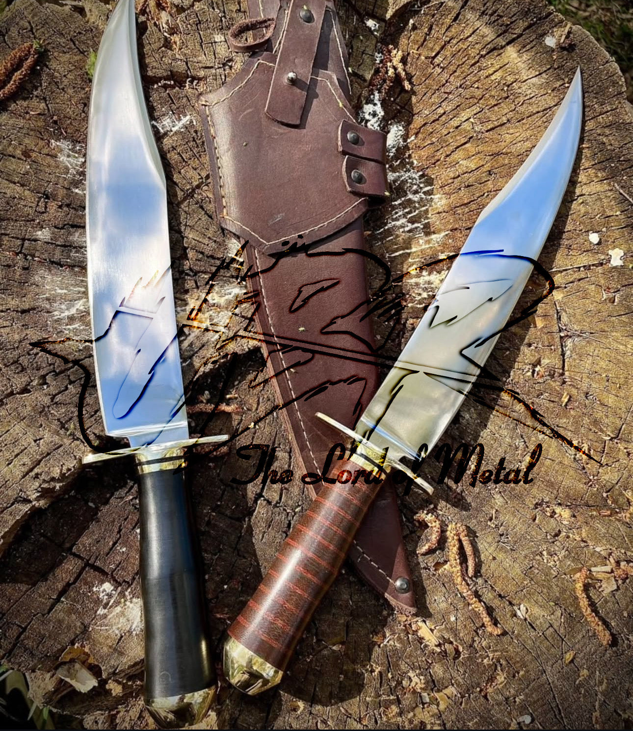Stainless Steel Big Bowie Knife Set of 2 – Mirror Polish, Micarta Handle Unique Blades Runner