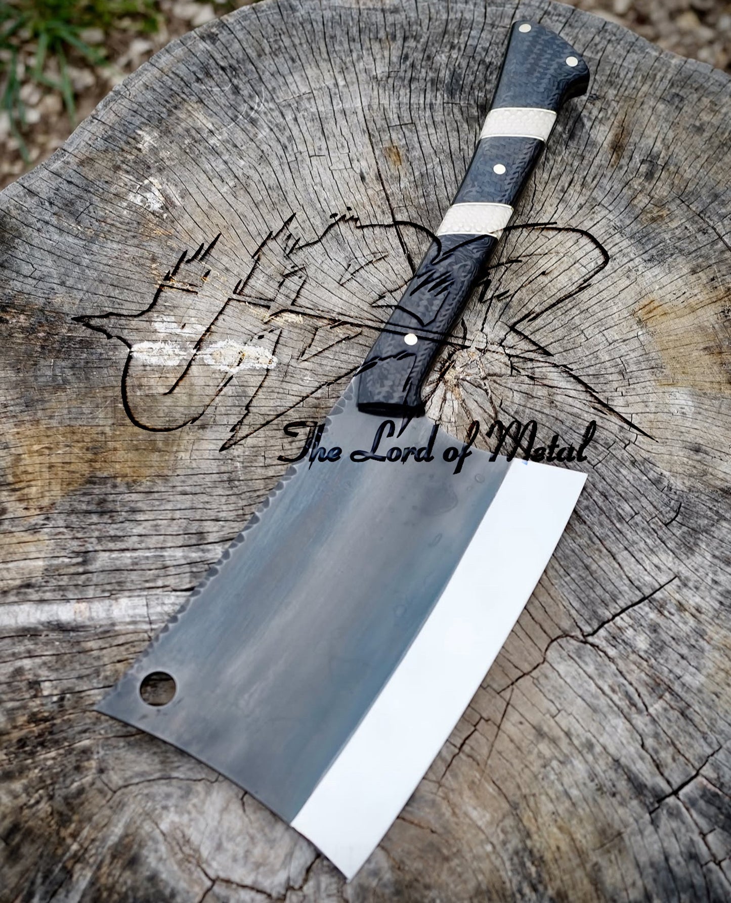 Full Tang Double-Handed Cleaver Knife – Carbon Steel Butcher Chopper
