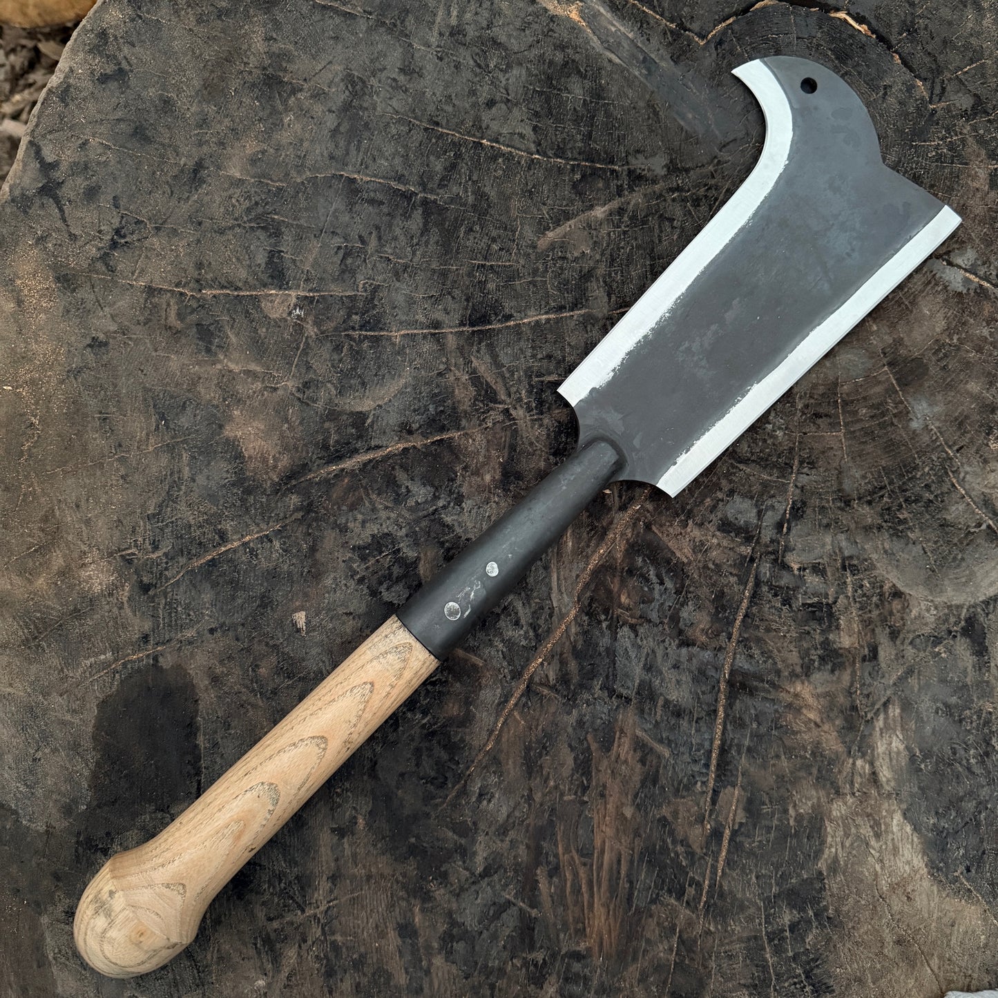 Hand Forged Yorkshire Billhook Chopping Tool with Wood Handle