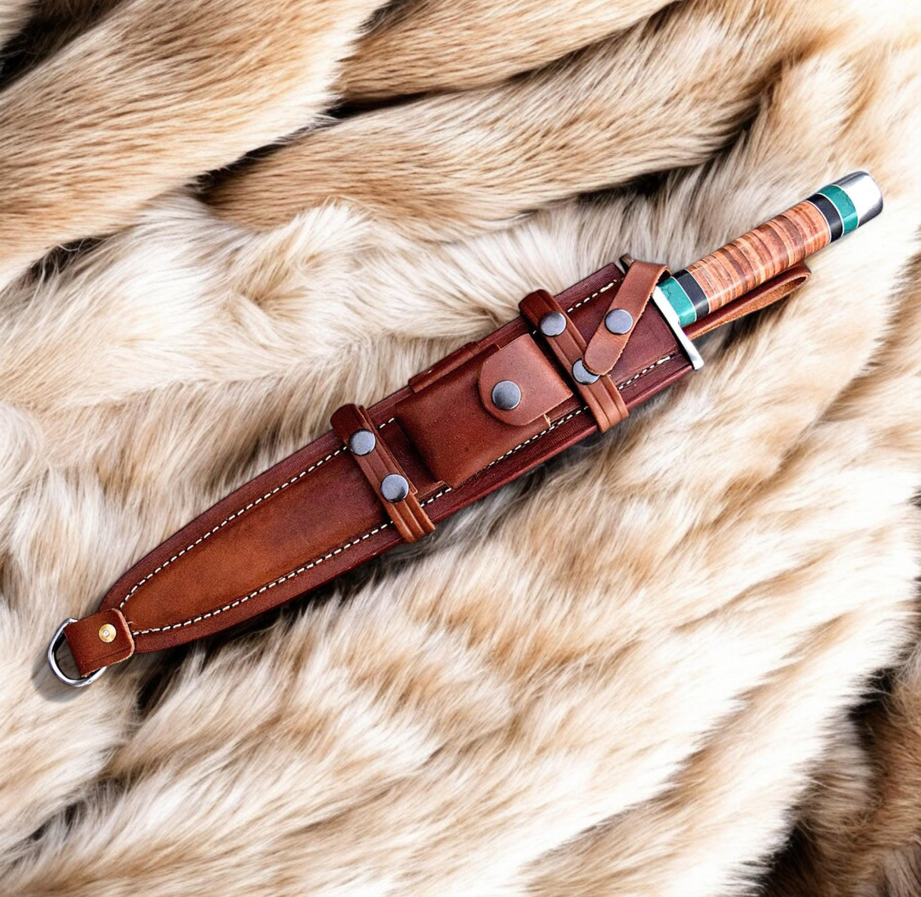 Custom Handmade D2 Tool Steel Dagger Knife With Stacked Leather Handle Unique Blades Runner
