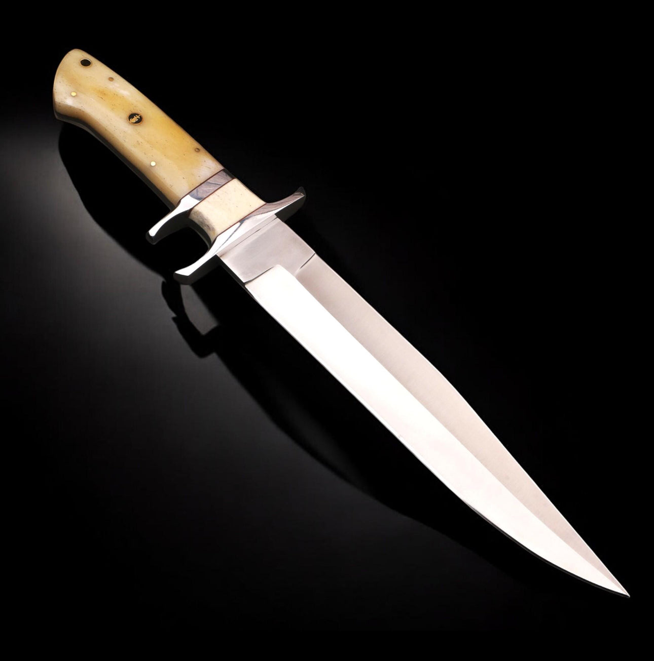 Custom Handmade Bowie Knife with Bone Handle & Leather Sheath Unique Blades Runner
