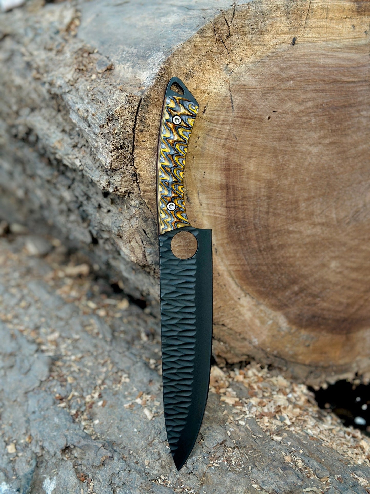 Custom Handmade 4-Piece Black Kitchen Knife Set with Colorful G10 Handles Unique Blades Runner
