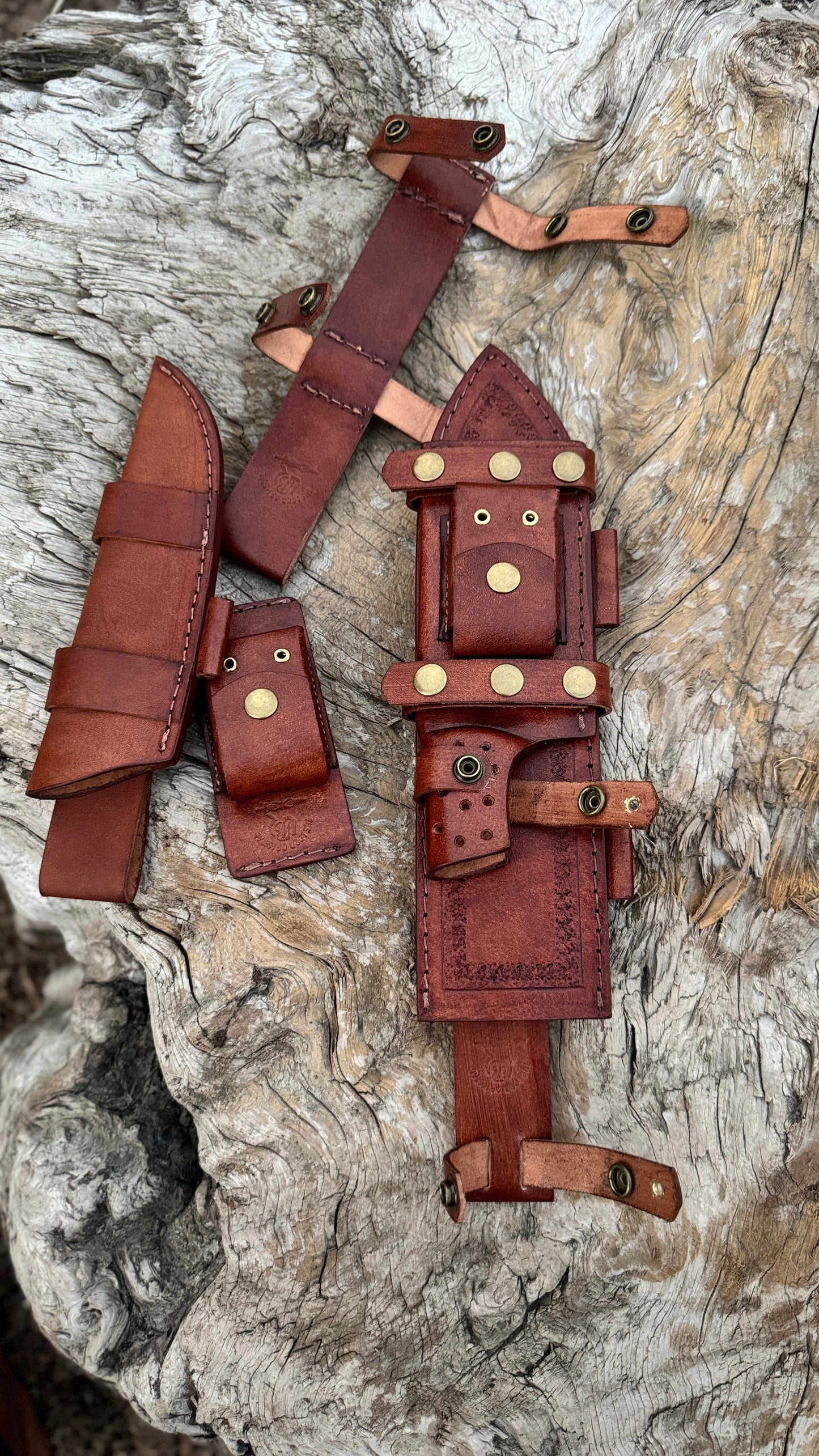 Custom Handmade Survival Knife Set – 3 Piece Fixed Blade Knives with Leather Sheaths Unique Blades Runner