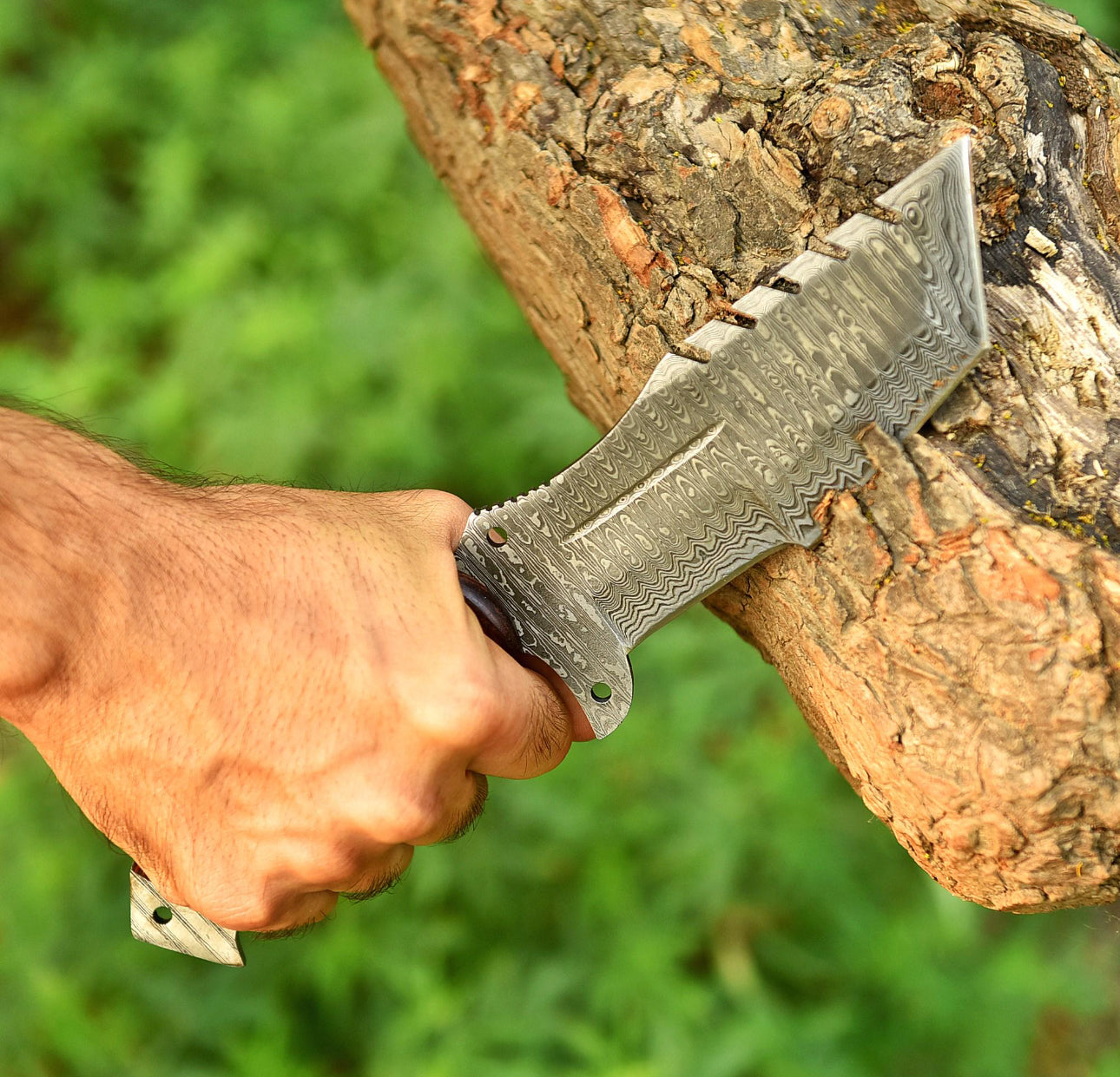 Custom Handmade Damascus Steel Tracker Knife – Wooden Handle with Mosaic Pin Unique Blades Runner
