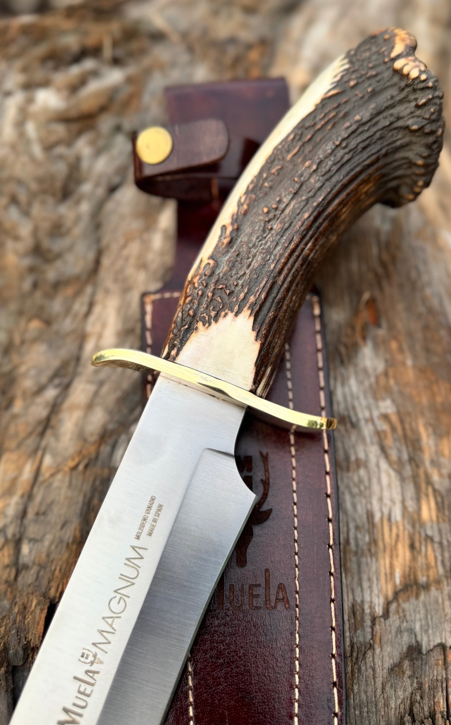 Muela Magnum Bowie Knife – Stag Antler Handle with Leather Sheath Unique Blades Runner