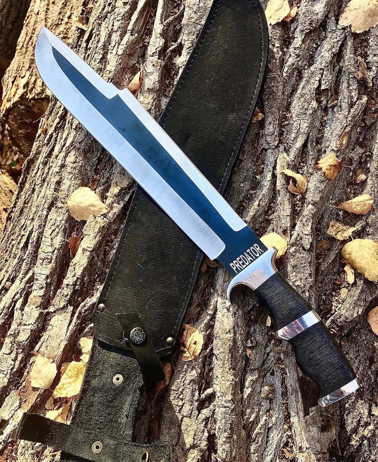 Predator Bowie Knife | Custom Handmade 1096 Carbon Steel with Leather Sheath Unique Blades Runner