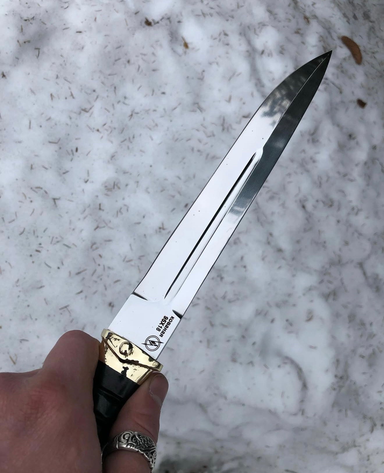 Plastun Knife | Handmade D2 Tool Steel Cossack Blade with Brass Guard Unique Blades Runner
