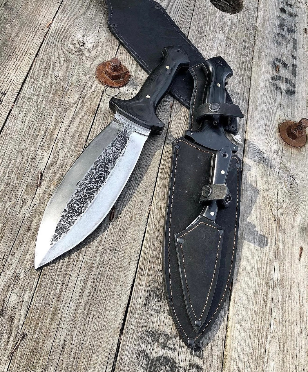 Smatchet Knife | Handmade Forged Leaf Blade with Leather Sheath Unique Blades Runner