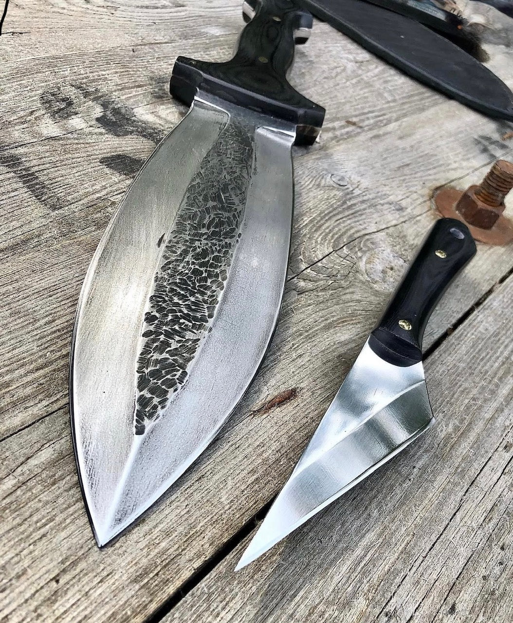 Smatchet Knife | Handmade Forged Leaf Blade with Leather Sheath Unique Blades Runner