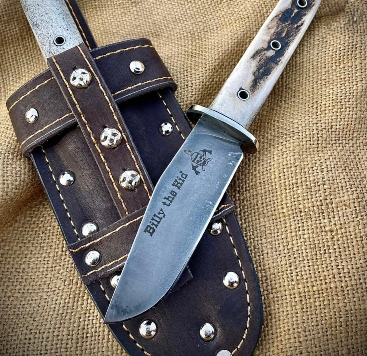 Billy the Kid Knife | Handmade Antique Bowie Knife with Leather Sheath Unique Blades Runner