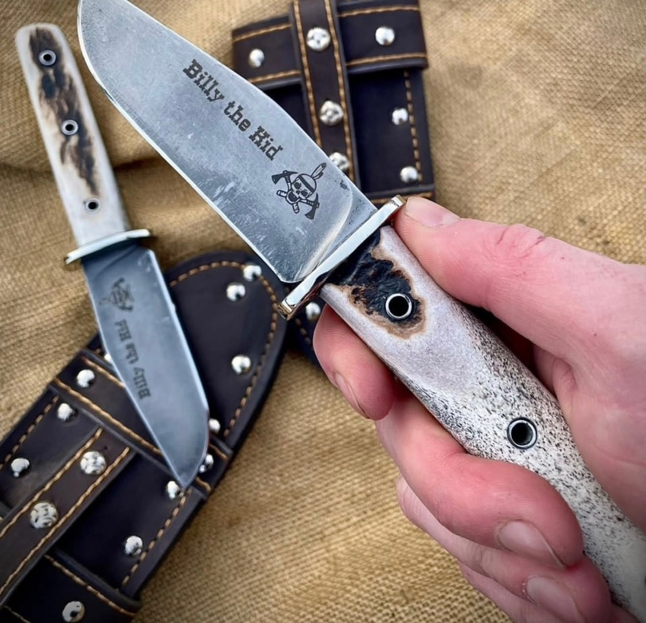 Billy the Kid Knife | Handmade Antique Bowie Knife with Leather Sheath Unique Blades Runner