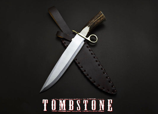 Tombstone Bowie Knife - Stag Antler Handle | Collectible Western Knife Unique Blades Runner