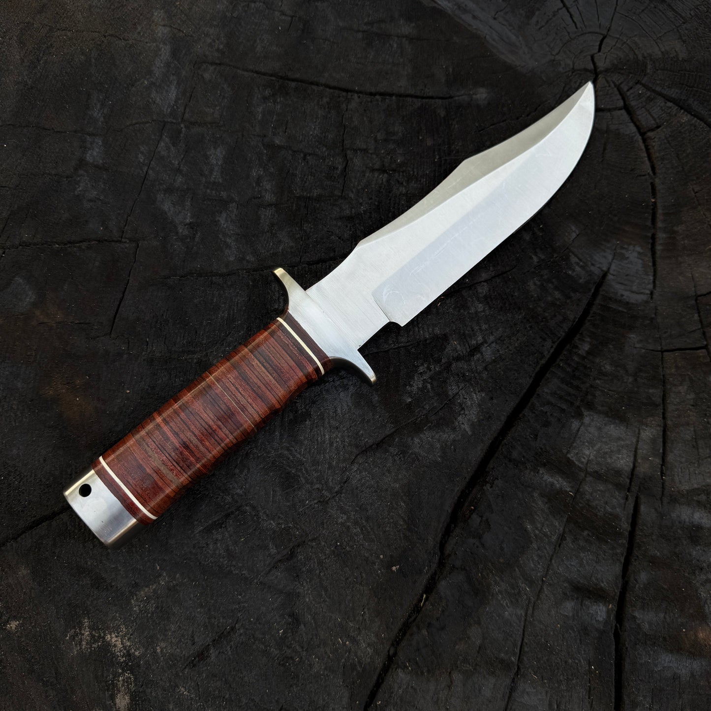 Handmade SOG Bowie Knife – D2 Tool Steel, Stacked Leather Handle Unique Blades Runner