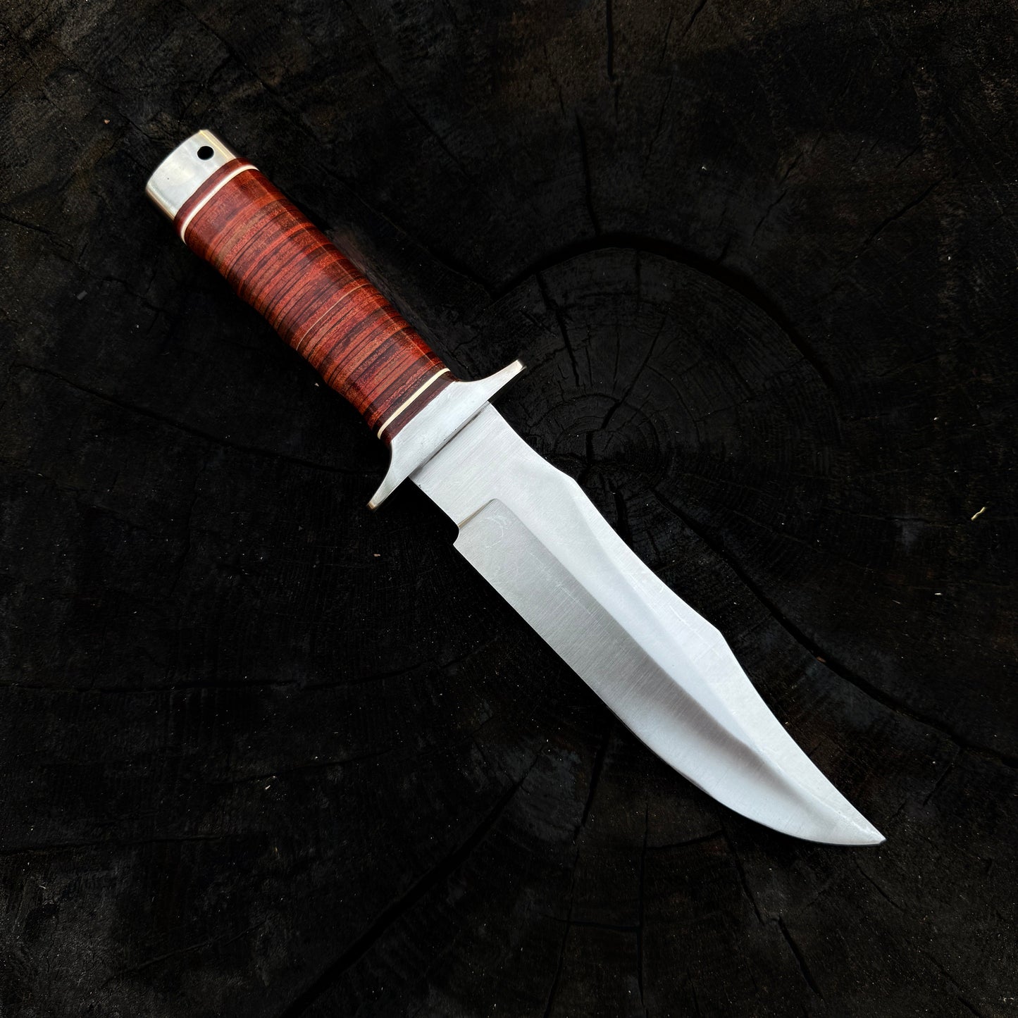 Handmade SOG Bowie Knife – D2 Tool Steel, Stacked Leather Handle Unique Blades Runner